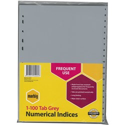 MARBIG NUMERICAL INDICES A4 PP 1-100 TAB Grey 