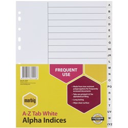 MARBIG ALPHA INDICES A4 PP A-Z TAB White 