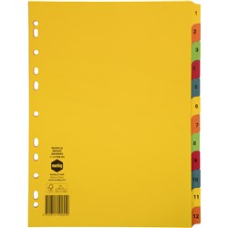 MARBIG DIVIDERS A4 1-12 TAB Manilla Coloured 