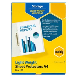 MARBIG COPYSAFE SHEET PROTECTR Economy A4 Low Glare Box of 100