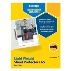 MARBIG COPYSAFE SHEET PROTECTR Economy A5 Low Glare Box of 100