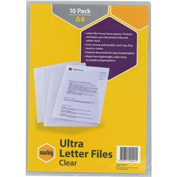 MARBIG ULTRA LETTER FILES A4 Poly Clear Pack of 10