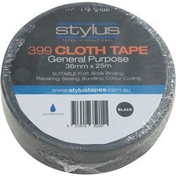 STYLUS 399 CLOTH TAPE Black 36mmx25m Roll