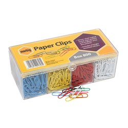 MARBIG PAPER CLIPS 33mm Coloured Box of 800