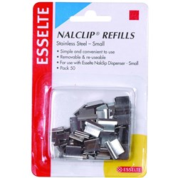 ESSELTE NALCLIP REFILLS Small/Stainless Steel/Pack of 50