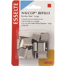 ESSELTE NALCLIP REFILLS Large/Stainless Steel/Pack of 25
