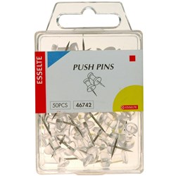 ESSELTE PINS PUSH CLEAR 4 X 17mm Pack of 50 
