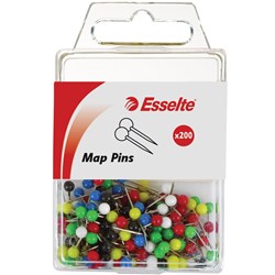 ESSELTE PINS MAP 4x17mm Assorted Pack of 200