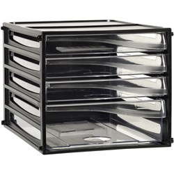 ESSELTE FILING DRAWERS 4 Clear Drawers Black Shell 