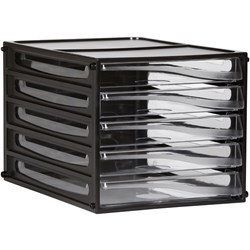 ESSELTE FILING DRAWERS 5 Clear Drawers Black Shell 