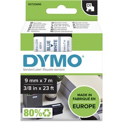 DYMO D1 LABEL CASSETTE 9mmx7m -Blue on White 