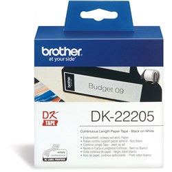 BROTHER DK-22205 LABEL ROLLS White Paper 62mmx30.48mt 
