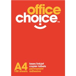 OFFICE CHOICE LASER LABELS Inkjet/Copier 1/Sht 199.6x289. Box of 100