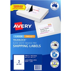 AVERY L7168 MAILING LABELS Laser 2 UP 199.6 x 143.5mm Box of 100