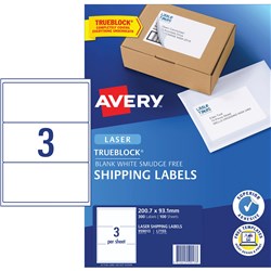AVERY L7155 MAILING LABELS Laser 3 UP 200.7 x 93.1mm Box of 100
