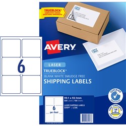 AVERY L7166 MAILING LABELS Laser 6 UP 99.1 x 93.1mm Box of 100