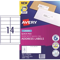 AVERY L7163 MAILING LABELS Laser 14 UP 99.1 x 38.1mm Box of 100