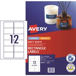 AVERY L7671 MEDIA LASER LABELS Video Face 12/Sht 76.2x46.4mm Pack of 300