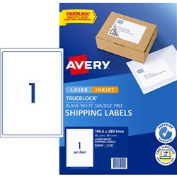 AVERY INTERNET SHIPPING LABELS L7167 1L/P/Sht 199.6x289.1mm Pack of 10