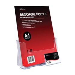 DEFLECT-O BROCHURE HOLDER A4 & Business Card Free Standing or Wall Mount 