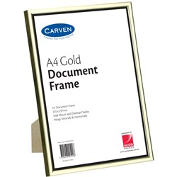 CARVEN DOCUMENT FRAME A4 Wall Mountable Gold 
