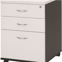 LOGAN MOBILE PEDESTAL 2 Standard & 1 Filing Drawers White & Ironstone