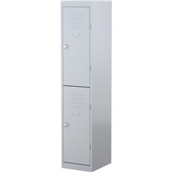 STEELCO PERSONNEL LOCKER 2 Door Silver Grey H1830xW380xD460mm