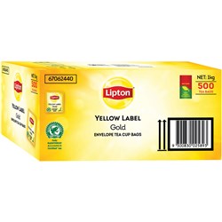 LIPTON YELLOW LABEL TEA BAGS Enveloped Pack of 500 Box of 500