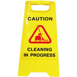 CLEANLINK SAFETY SIGN Cleaning In Progress Yellow 32x31x65cm