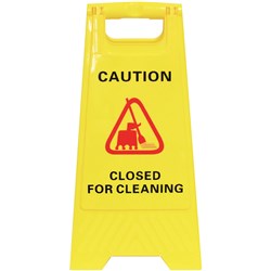 CLEANLINK SAFETY SIGN Closed For Cleaning Yellow 32x31x65cm