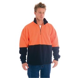 ZIONS 3825 SAFETY POLAR FLEECE Two Tone Panel 1/2 Zip Hi-Neck 