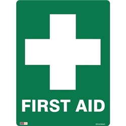 SAFETY SIGNAGE - EMERGENCY First Aid (Picture) 450mmx600mm Polypropylene