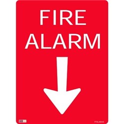 SAFETY SIGNAGE - FIRE Fire Alarm W/ Arrow 450mmx600mm Metal