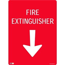 SAFETY SIGNAGE - FIRE Fire Extinguisher W/ Arrow 450mmx600mm Metal