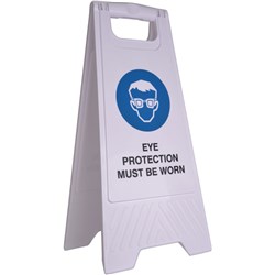 CLEANLINK SAFETY SIGN Eye Protection Must Be Worn 32x31x65cm White