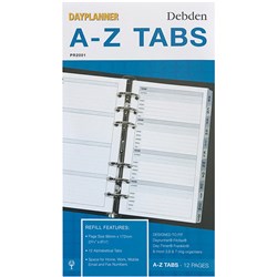 DEBDEN DAYPLANNER REFILL Personal A-Z Tabs 172x96mm 