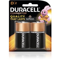 DURACELL COPPERTOP BATTERY D Pack of 2 