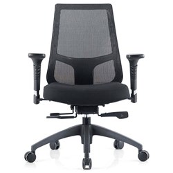 INSPIRE MESH BACK OFFICE CHAIR Black Fabric Seat+Synchron Adjustable Arms+Seat Slider