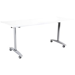 SUMMIT FLIP TABLE Silver Frame and Top 1500x750mm White Top no Holes