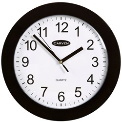 CARVEN WALL CLOCK 250mm Black Frame 