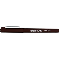 ARTLINE 200 FINELINER PENS 0.4mm Dark Brown Pack of 12 