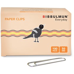 BIBBULMUN PAPER CLIPS 50mm Pack of 100  