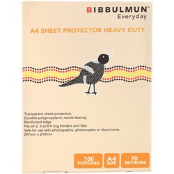 BIBBULMUN SHEET PROTECTORS A4 Heavy Duty Pack of 100  