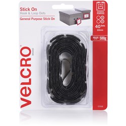 VELCRO BRAND HOOK & LOOP Dots Stick On 22mm 40 Dots Black